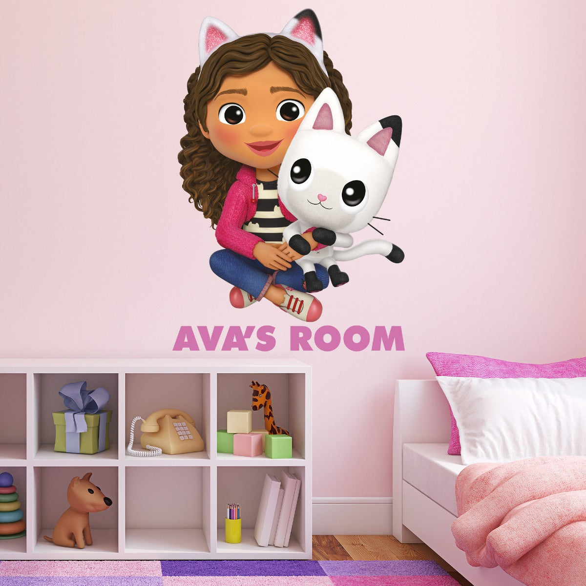 Gabby's Dollhouse Wall Sticker - Gabby and Pandy Sat Down Personalised Name