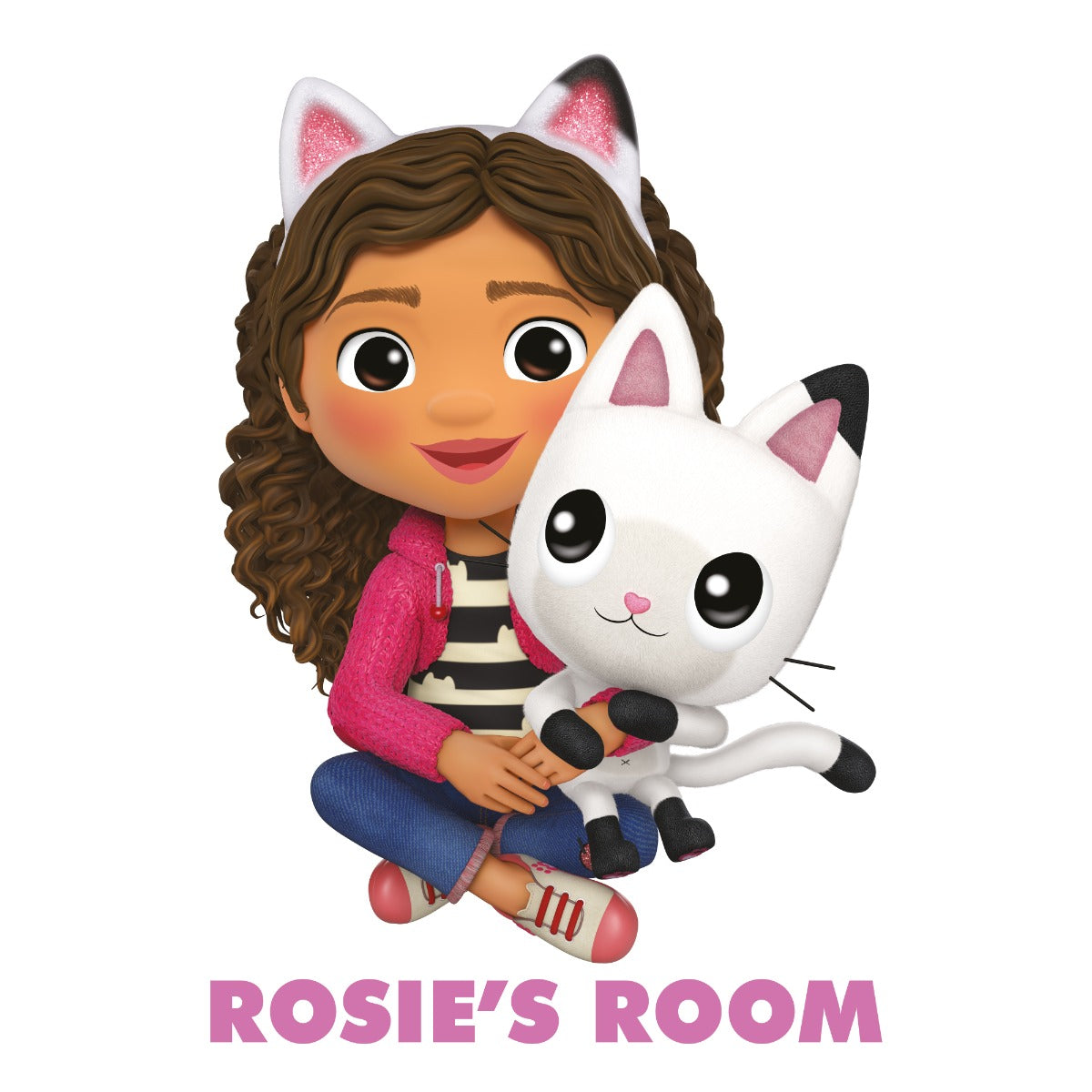 Gabby's Dollhouse Wall Sticker - Gabby and Pandy Sat Down Personalised Name
