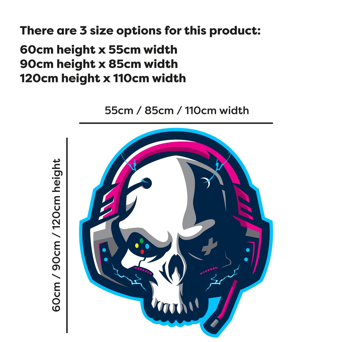 Gaming Wall Sticker - Gamer Skull Headset