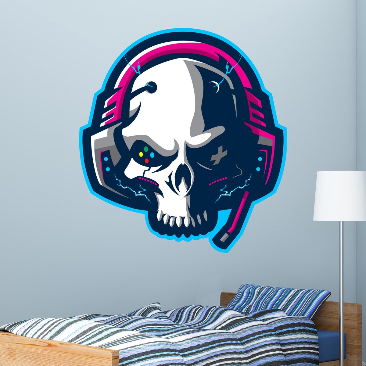 Gaming Wall Sticker - Gamer Skull Headset