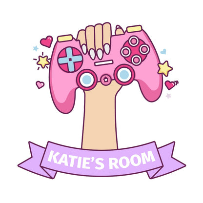 Gaming Wall Sticker - Girl Gamer Personalised Name Controller