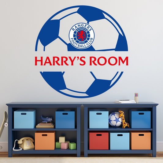 Rangers F.C - Ball and Personalised Name Wall Sticker