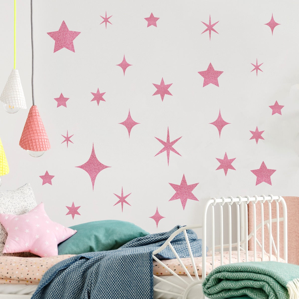 Kids Wall Sticker - Glitter Stars Wall Decal Set