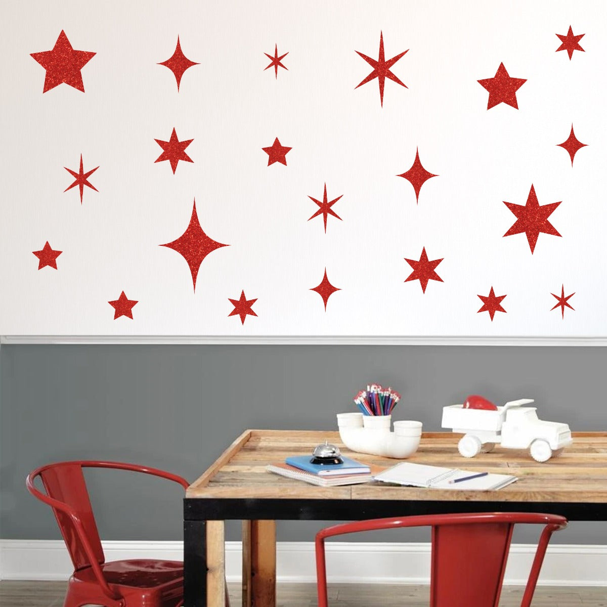Kids Wall Sticker - Glitter Stars Wall Decal Set
