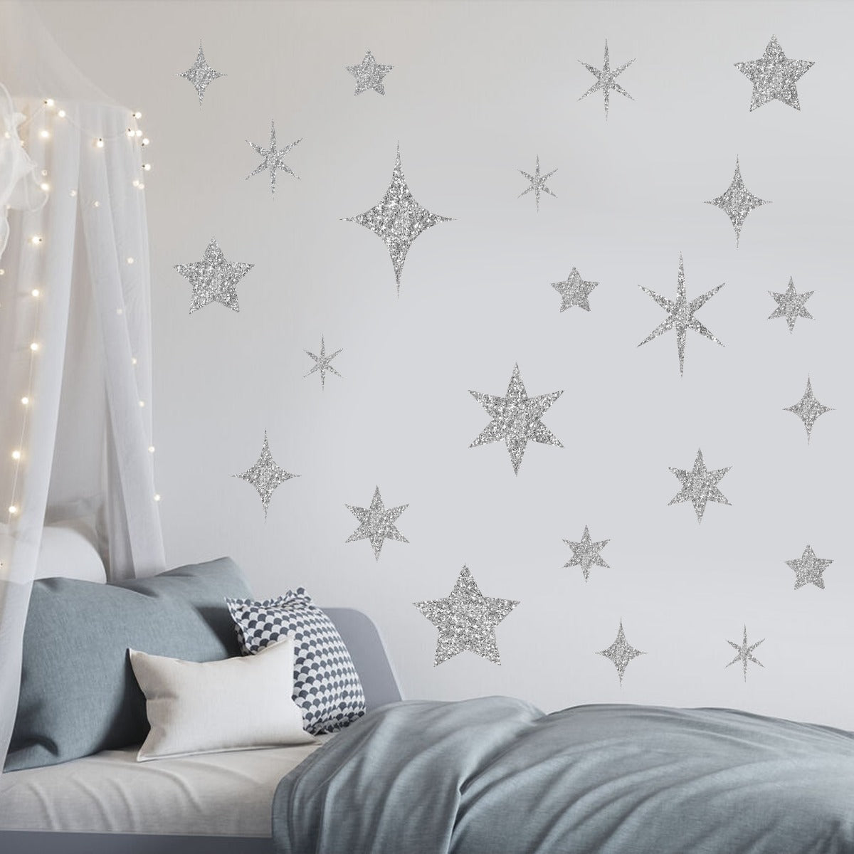 Kids Wall Sticker - Glitter Stars Wall Decal Set
