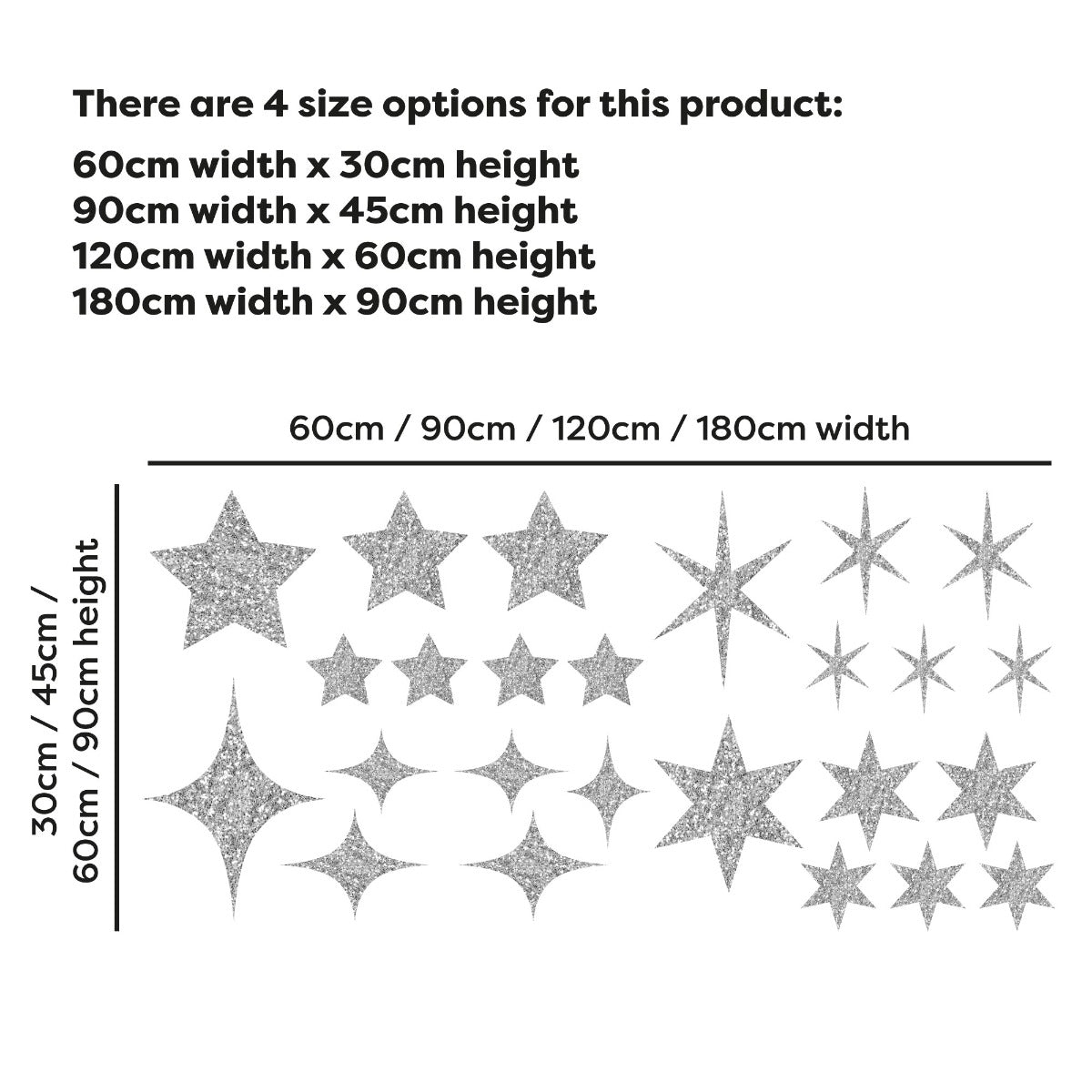Kids Wall Sticker - Glitter Stars Wall Decal Set