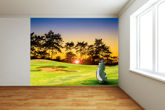 On The Green Sunset Full Wall Mural