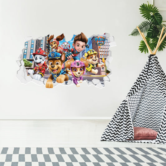 Paw Patrol Movie Group City Broken Wall Sticker