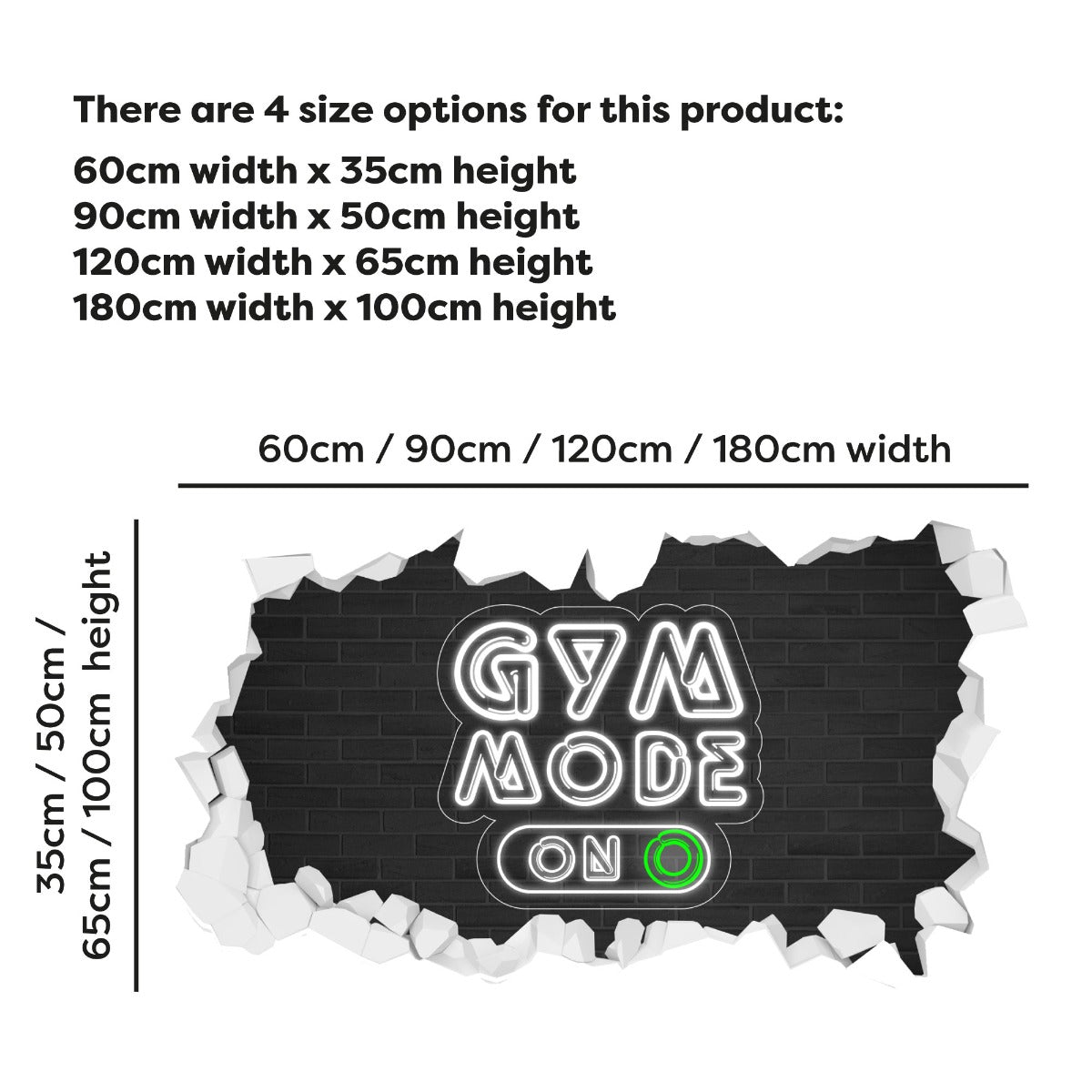 Gym Wall Sticker - Gym Mode On Neon Broken Wall