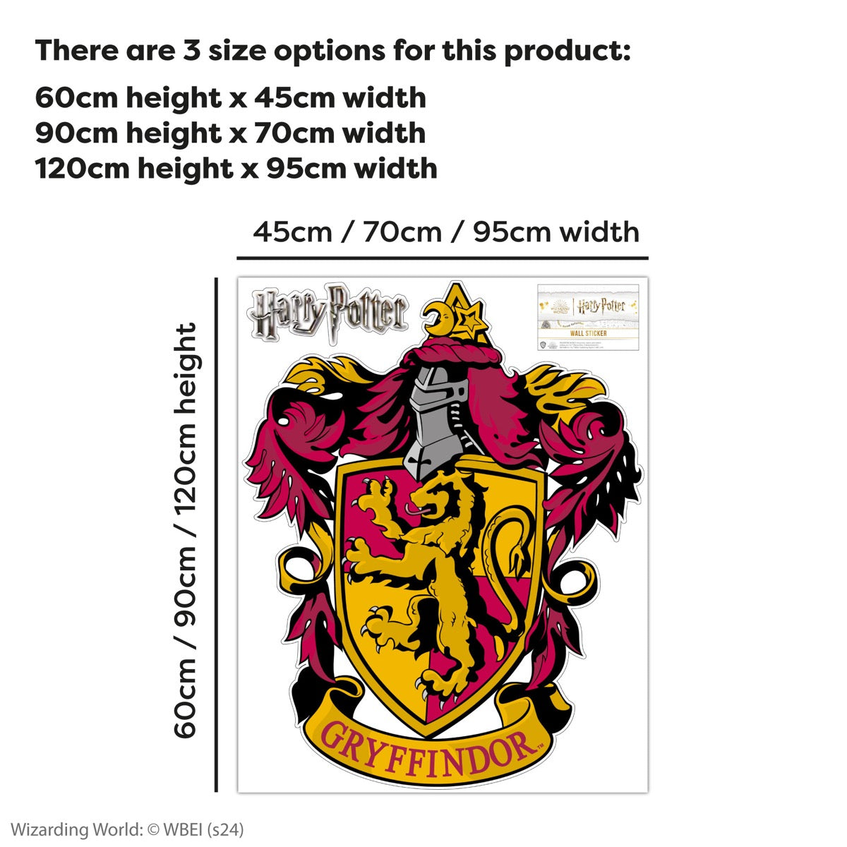 HARRY POTTER Wall Sticker - Gryffindor Crest Wall Decal Wizarding World Art