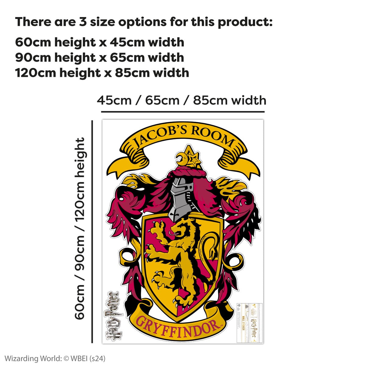 HARRY POTTER Wall Sticker - Gryffindor Personalised Crest Wall Decal Wizarding World Art