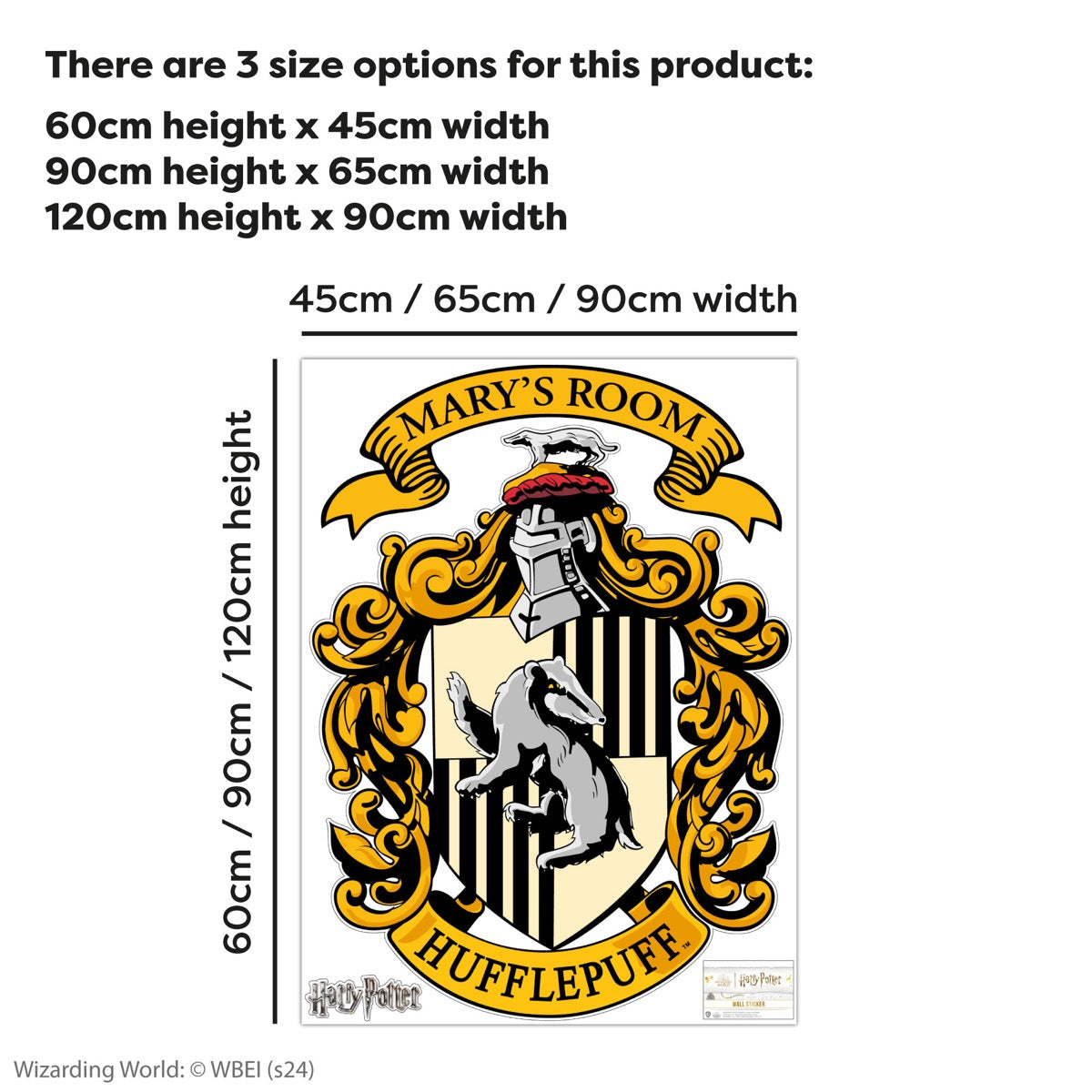 HARRY POTTER Wall Sticker - Hufflepuff Personalised Crest Wall Decal Wizarding World Art