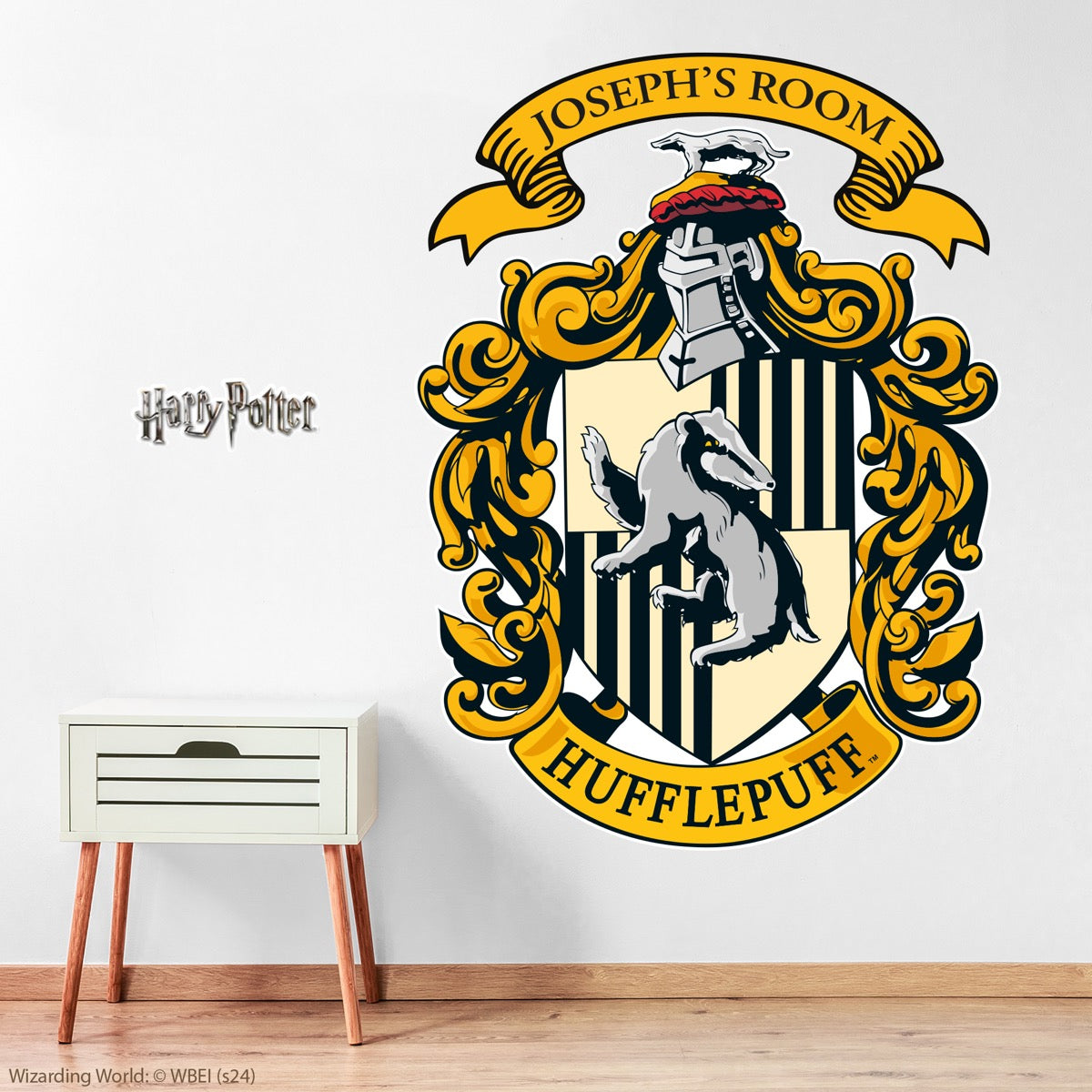 HARRY POTTER Wall Sticker - Hufflepuff Personalised Crest Wall Decal Wizarding World Art