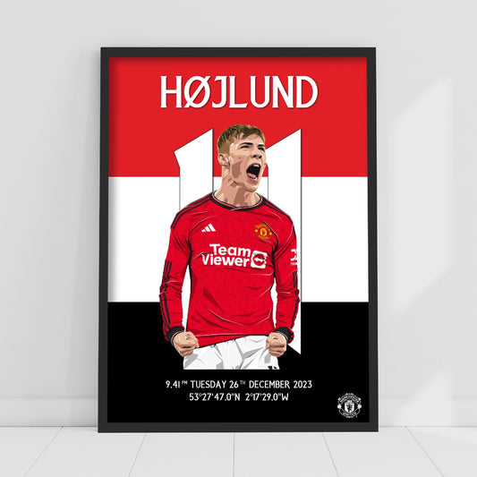 Manchester United FC Print - Hojlund Goal Celebration Illustration Poster