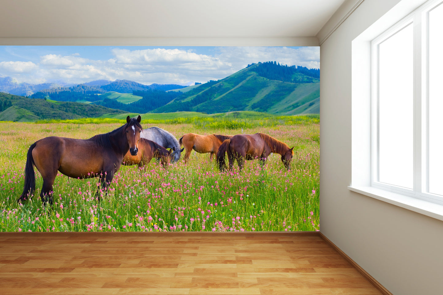 Horses Grazing Wall Mural