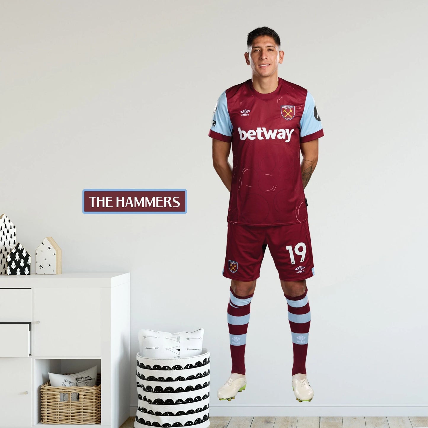 West Ham United Wall Sticker - Alvarez 23/24 Player Wall Sticker + Hammers Decal Set Football Art