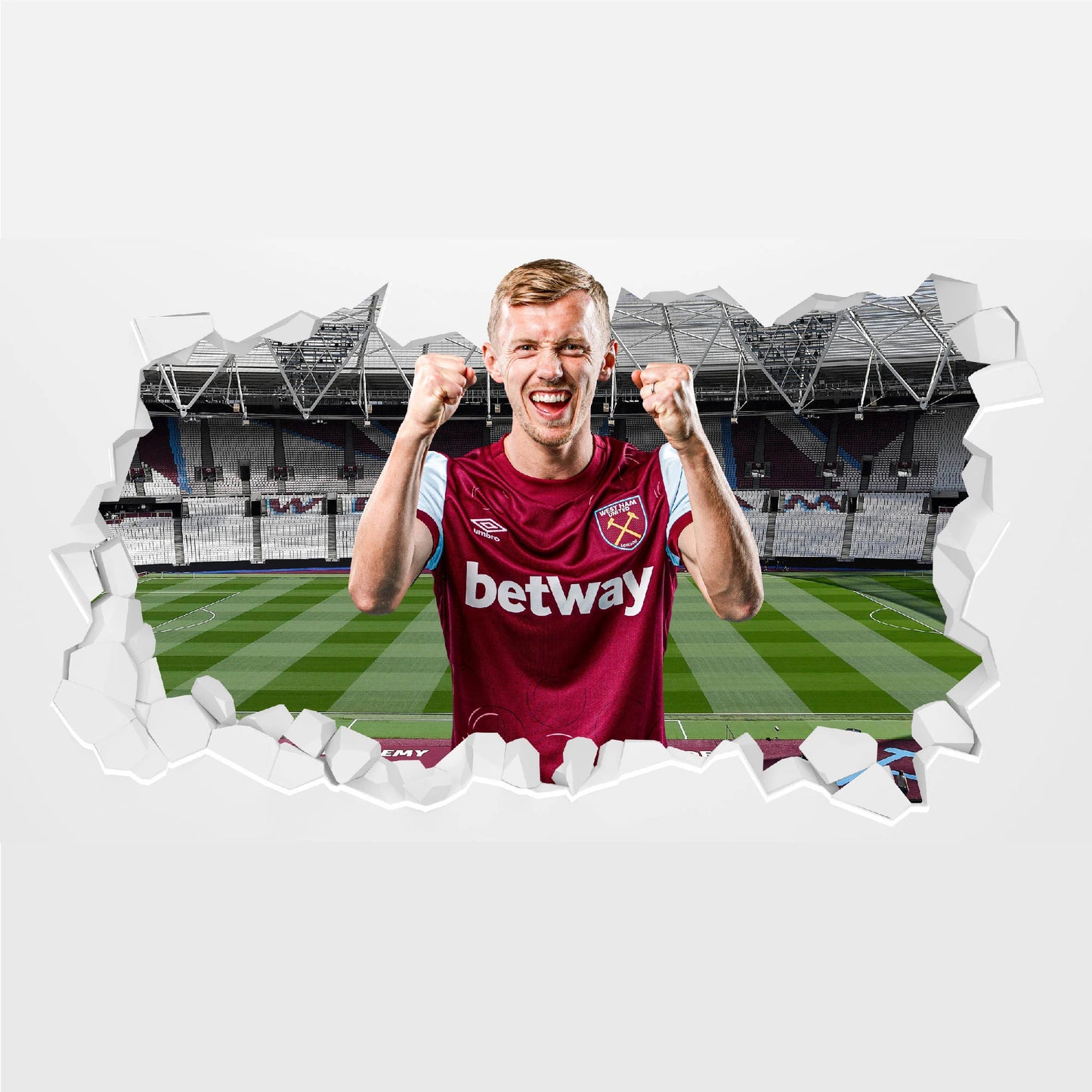 West Ham United Wall Sticker - Ward 23/24 Broken Wall Sticker Football Art