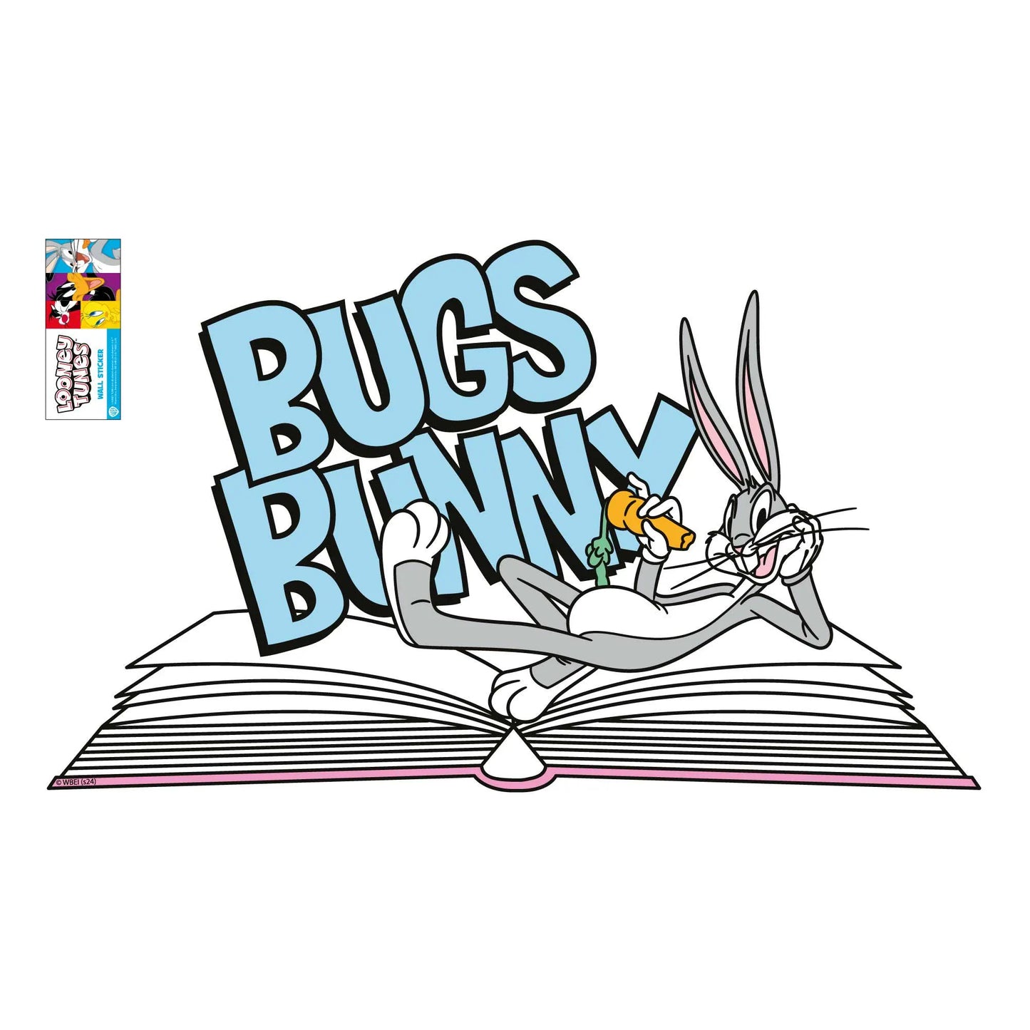 Looney Tunes Wall Sticker - Bugs Bunny Lay on Book Wall Decal Art
