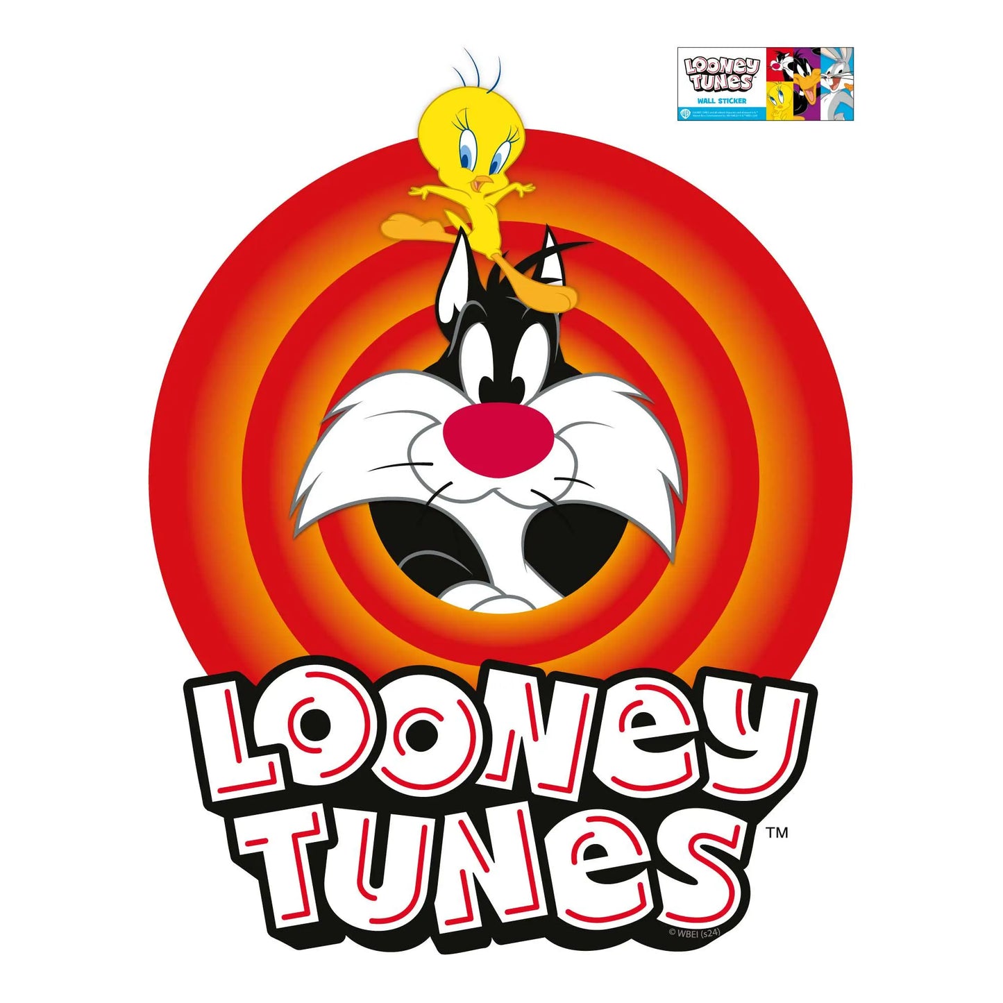 Looney Tunes Wall Sticker - Sylvester and Tweety Red Circle Logo Wall Decal Art