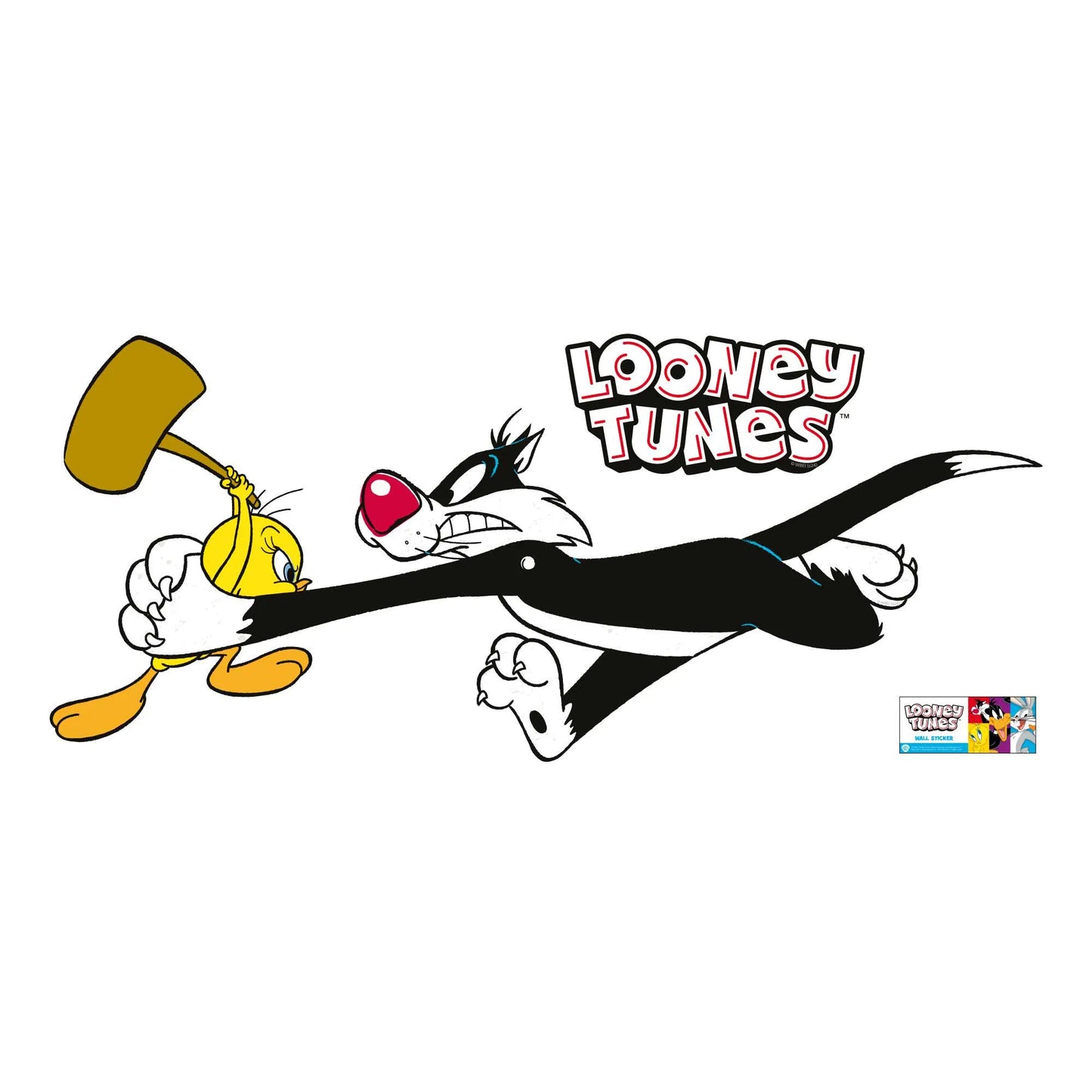 Looney Tunes Wall Sticker - Sylvester and Tweety with Hammer Wall Decal Art