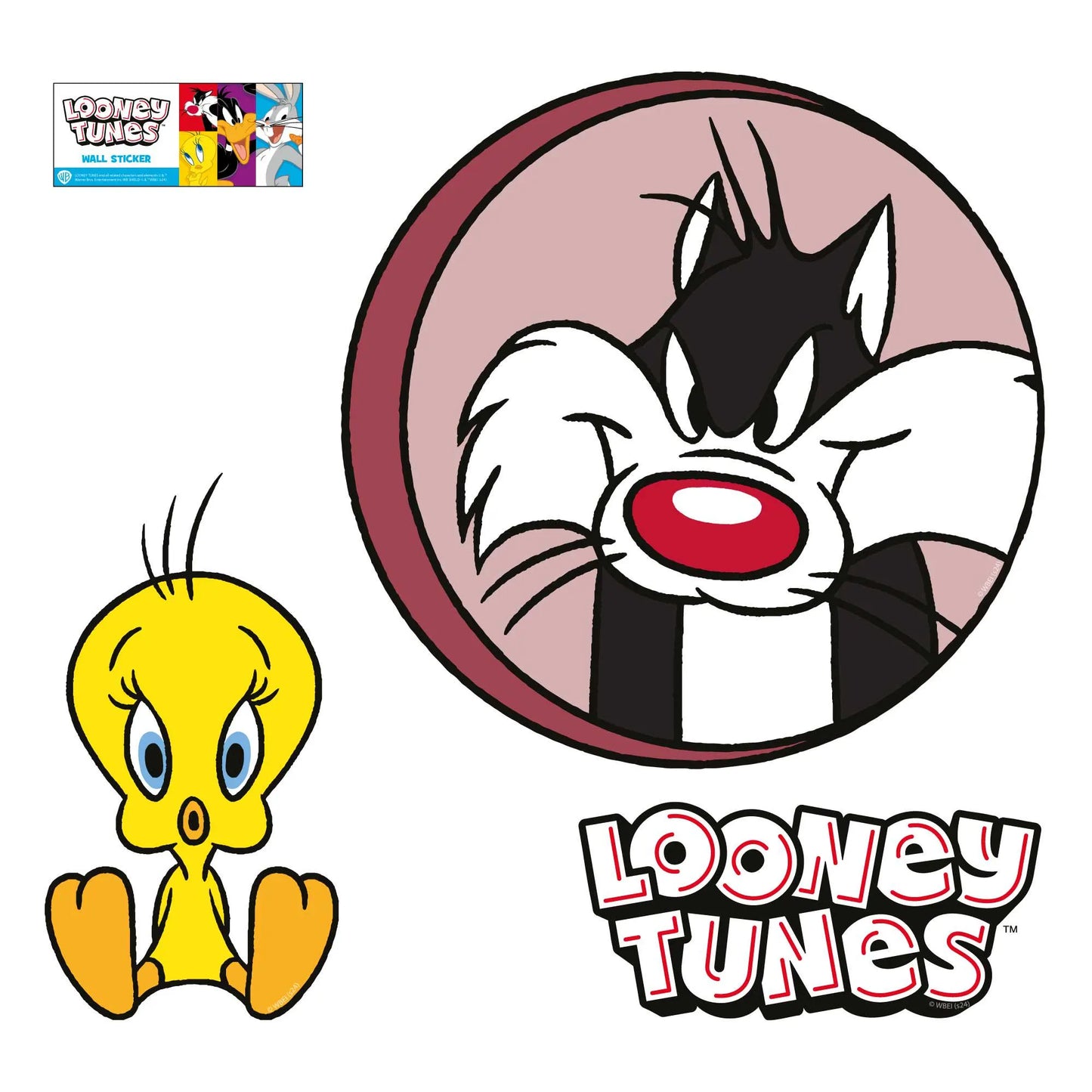 Looney Tunes Wall Sticker - Sylvester Hole in Wall and Tweety Wall Decal Art