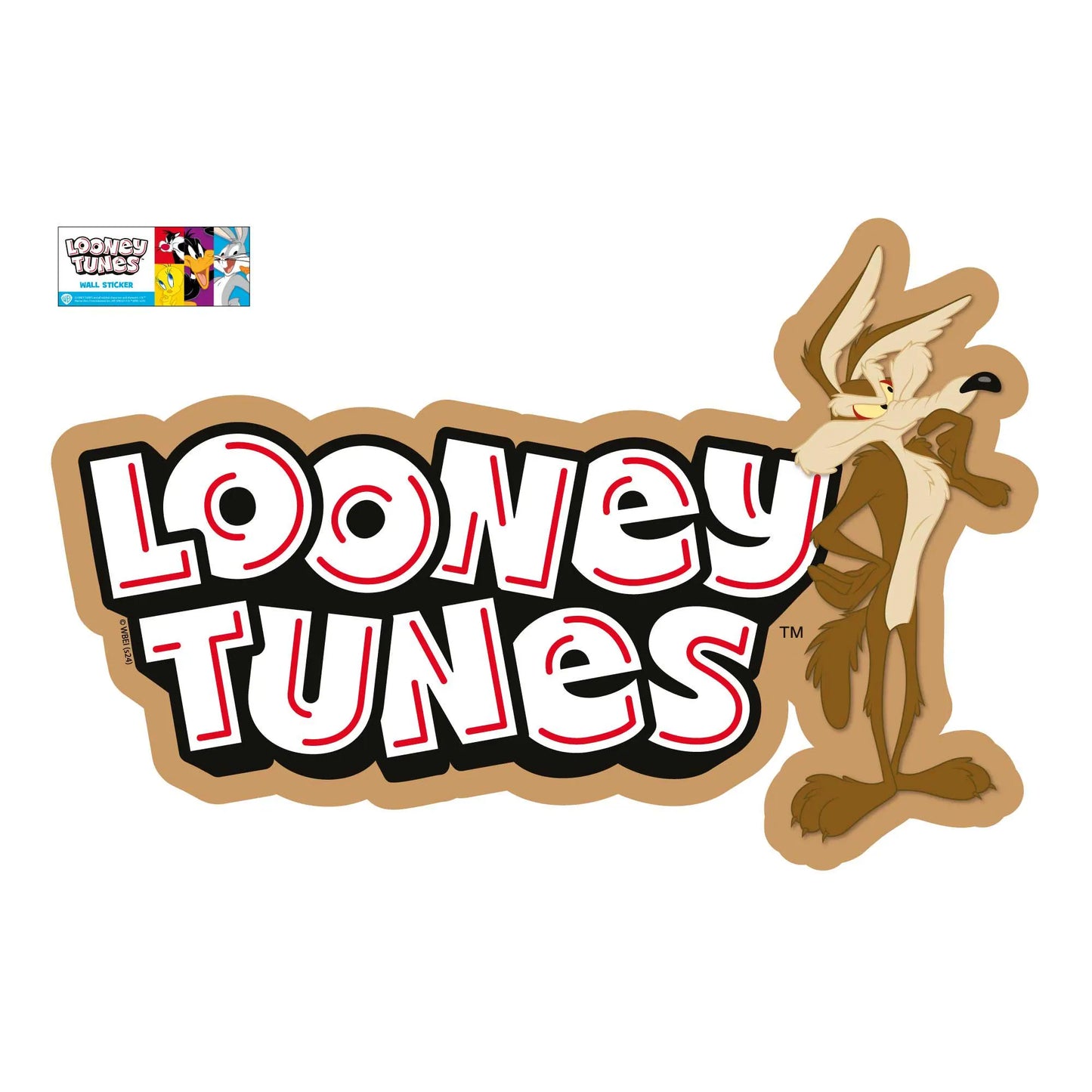 Looney Tunes Wall Sticker - Wile E Coyote Stood With Logo Wall Decal Art