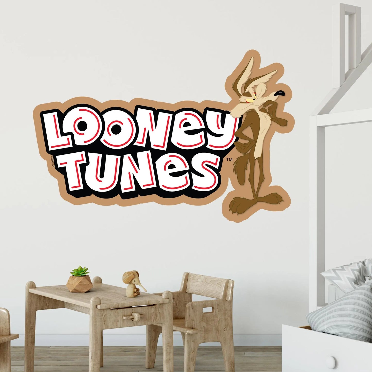 Looney Tunes Wall Sticker - Wile E Coyote Stood With Logo Wall Decal Art