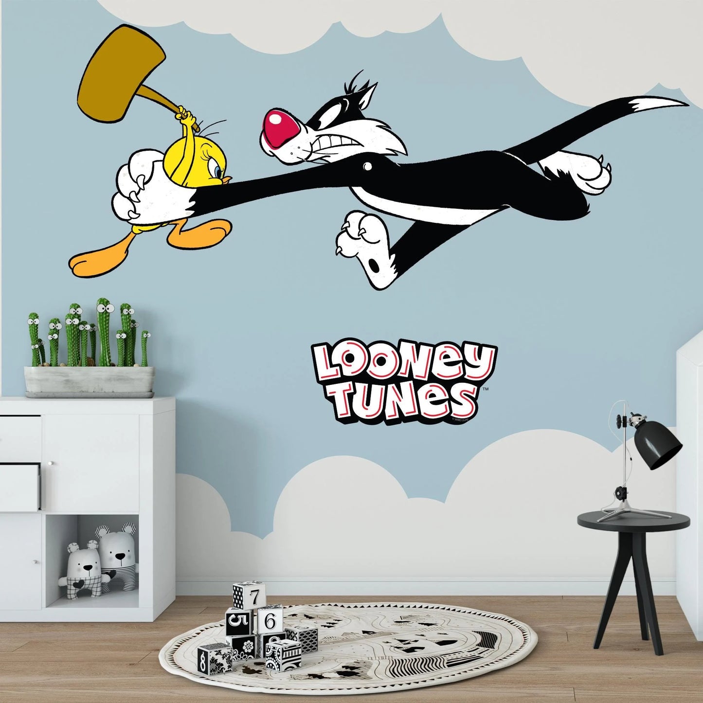 Looney Tunes Wall Sticker - Sylvester and Tweety with Hammer Wall Decal Art