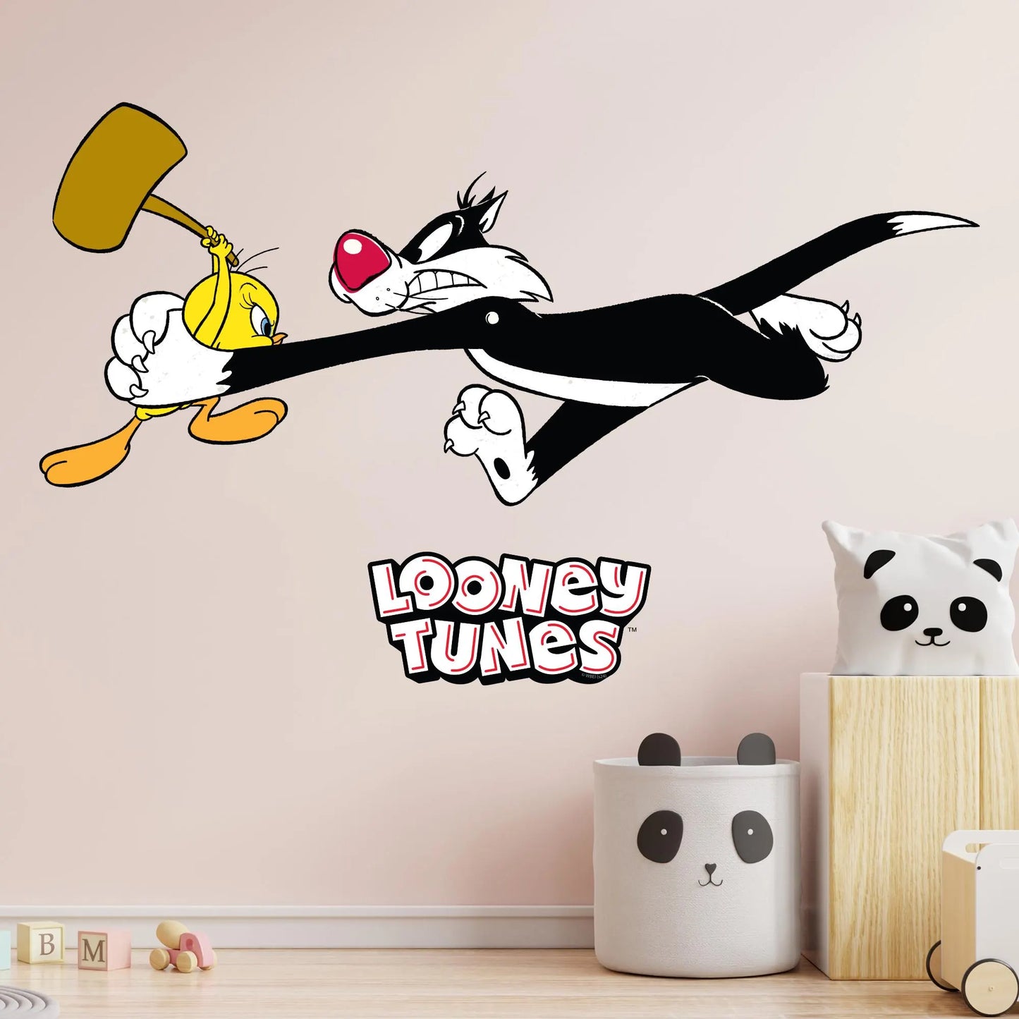 Looney Tunes Wall Sticker - Sylvester and Tweety with Hammer Wall Decal Art