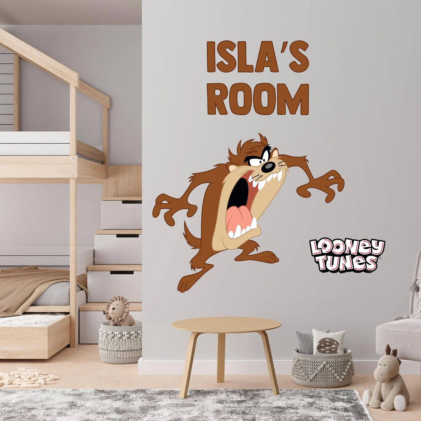 Looney Tunes Wall Sticker - Taz and Personalised Name Wall Decal Art
