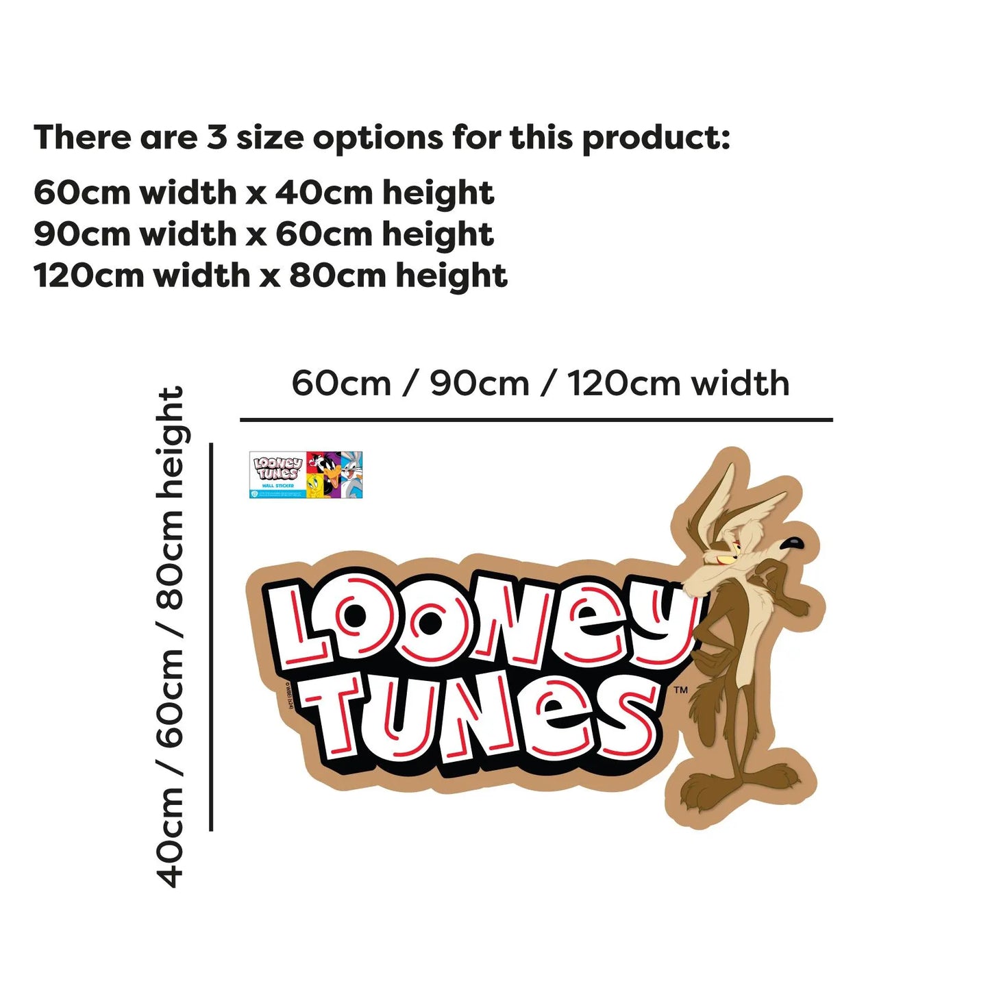 Looney Tunes Wall Sticker - Wile E Coyote Stood With Logo Wall Decal Art