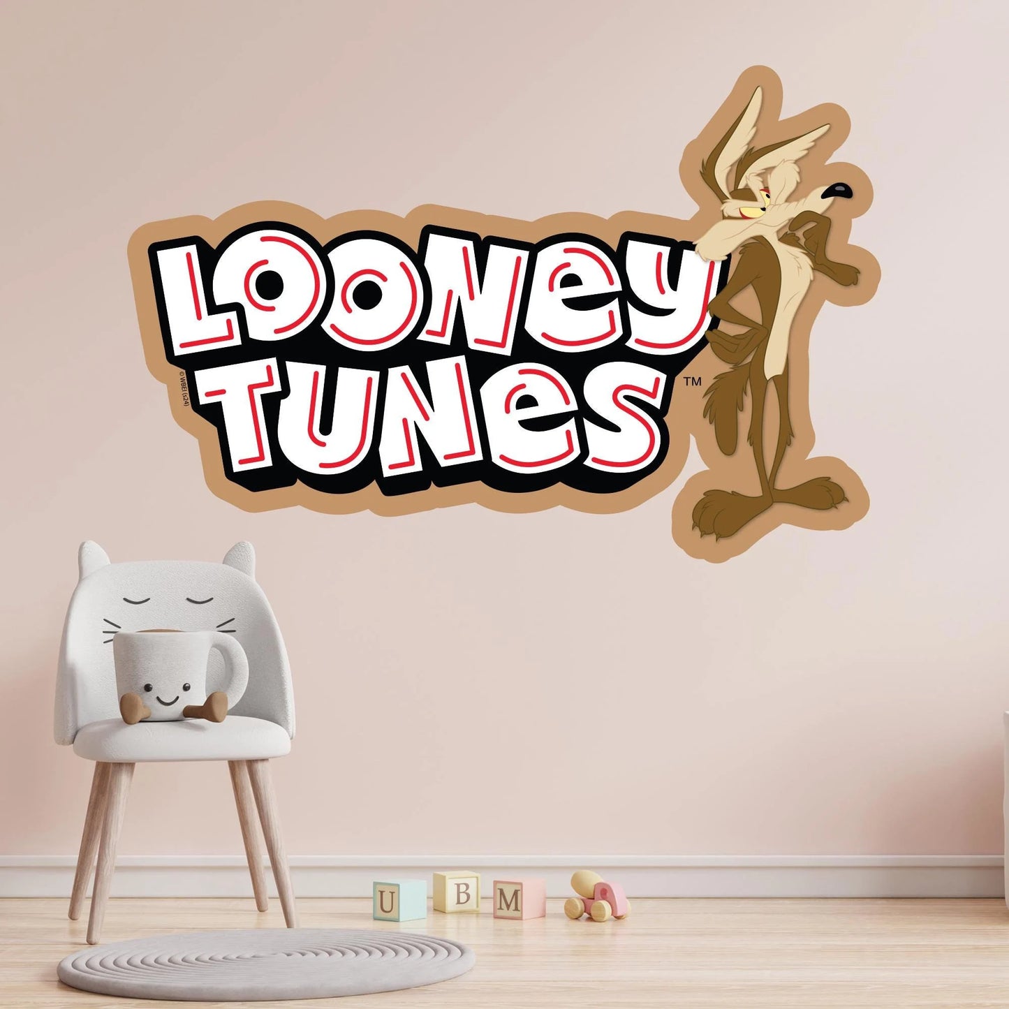 Looney Tunes Wall Sticker - Wile E Coyote Stood With Logo Wall Decal Art