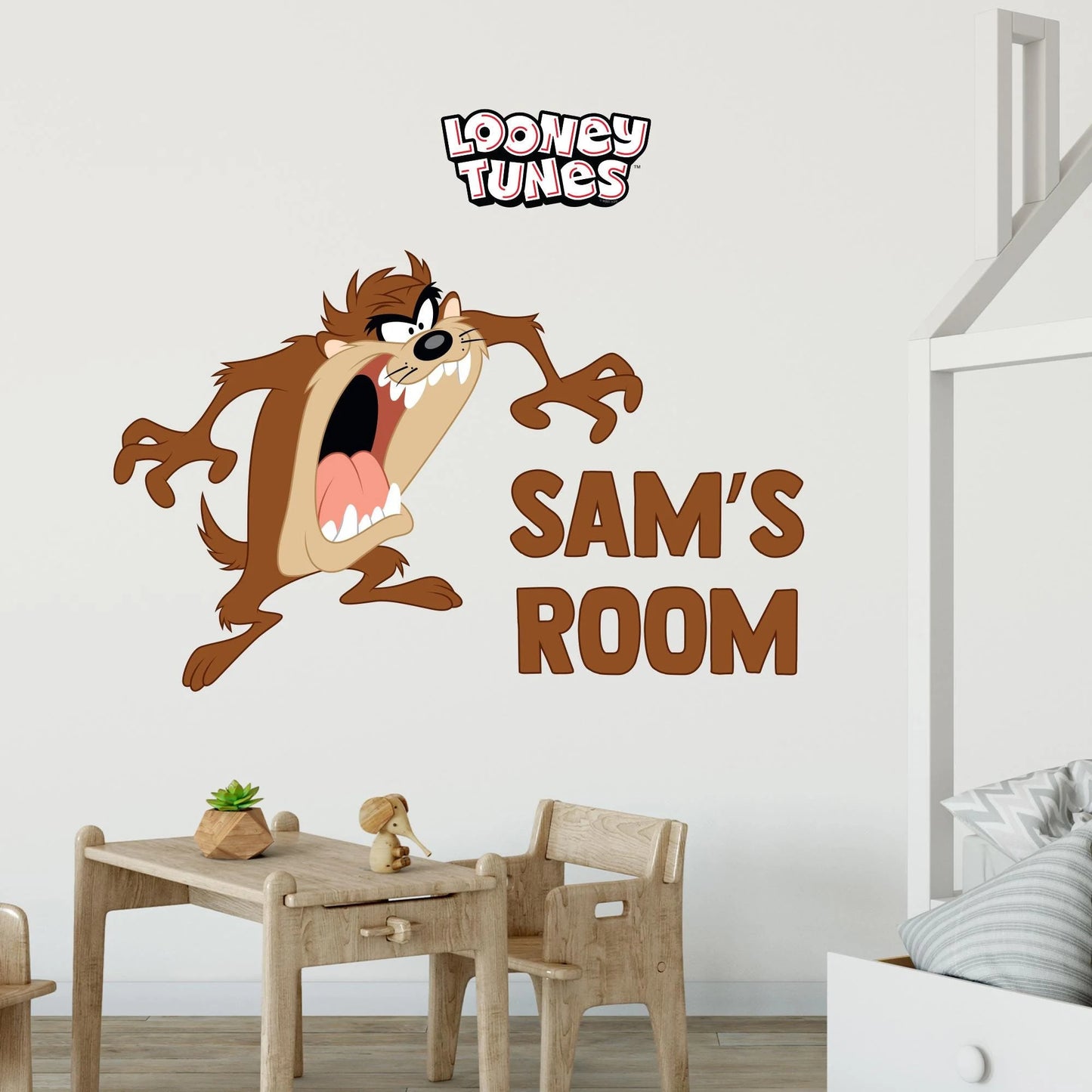Looney Tunes Wall Sticker - Taz and Personalised Name Wall Decal Art