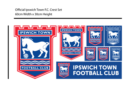 Ipswich Town F.C. - Crest & Club Name + Blues Wall Sticker Set