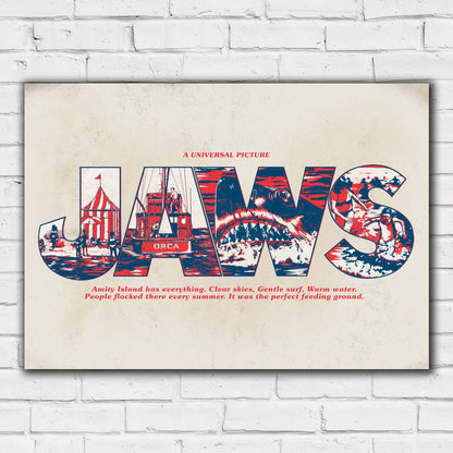 Jaws Print - Vintage Red Name and Quote