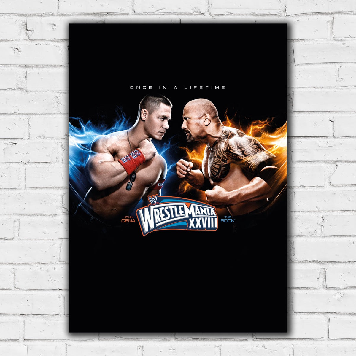 WWE Print - John Cena The Rock Once in a Lifetime Flames Poster