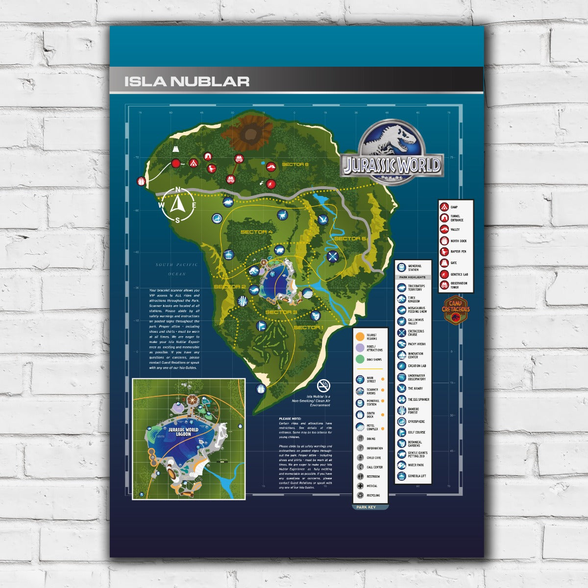 Jurassic World Camp Cretaceous Print - Isla Nublar Map