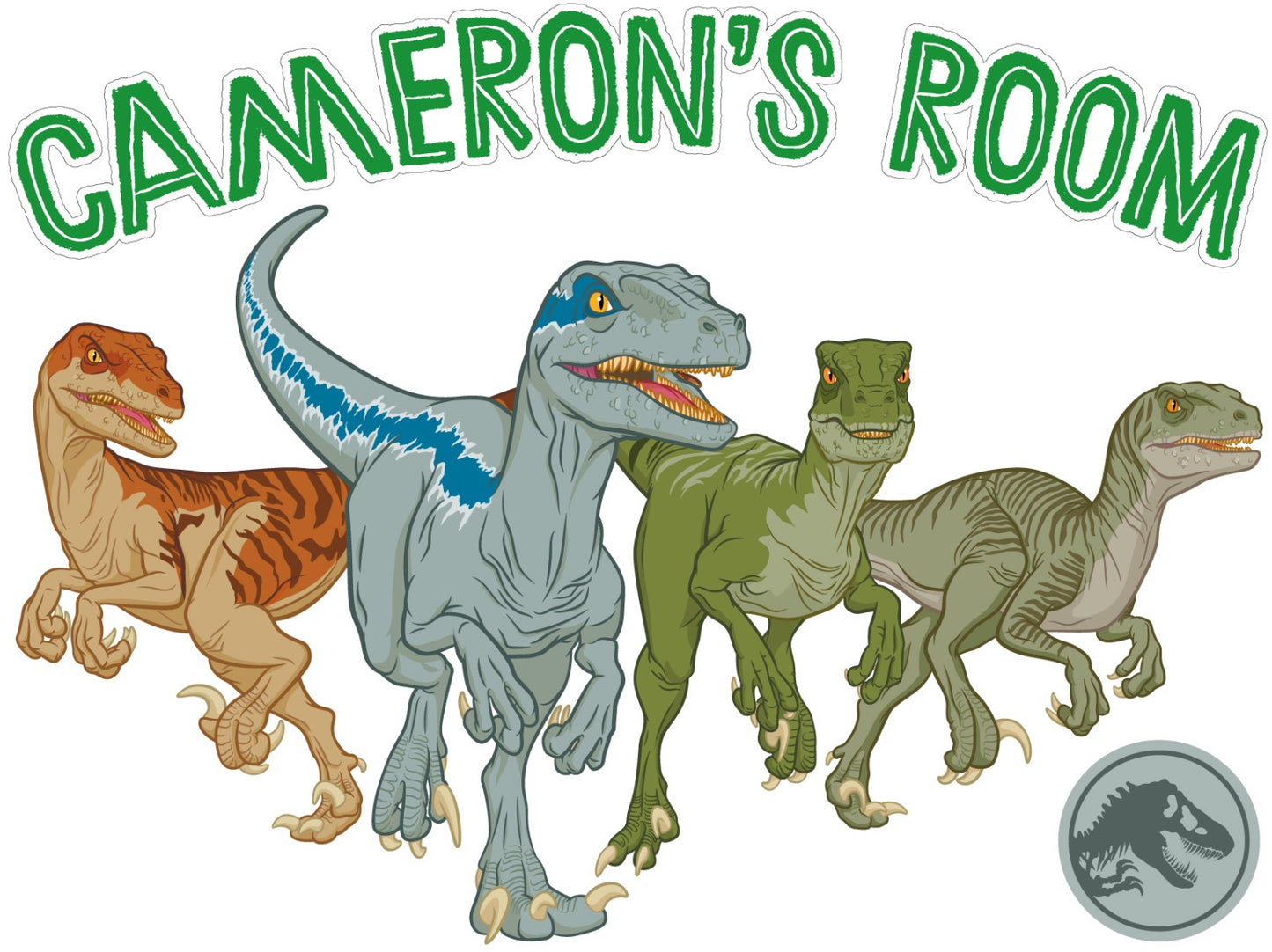 Jurassic World Camp Cretaceous Wall Sticker - Raptor Group Personalised Name