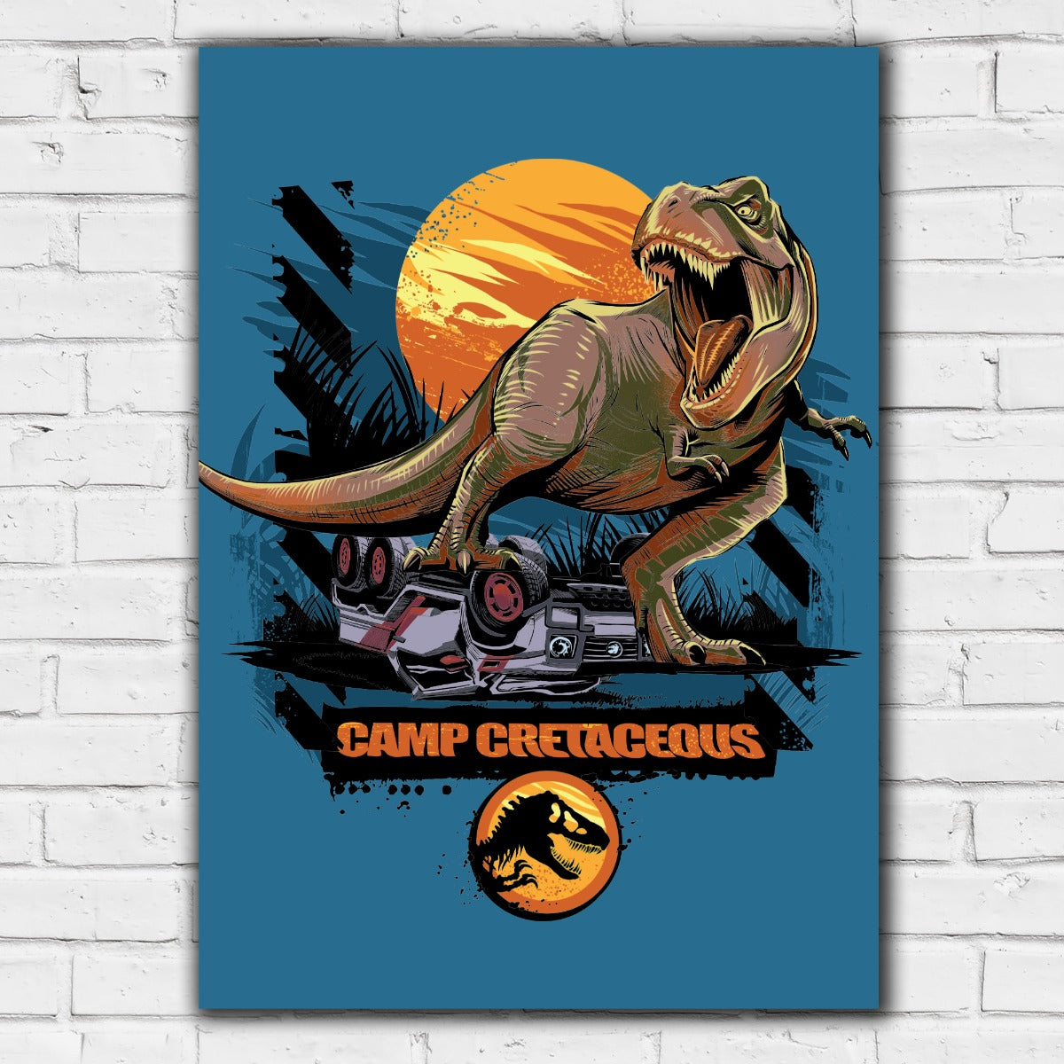 Jurassic World Camp Cretaceous Print - T-Rex Crushing Car