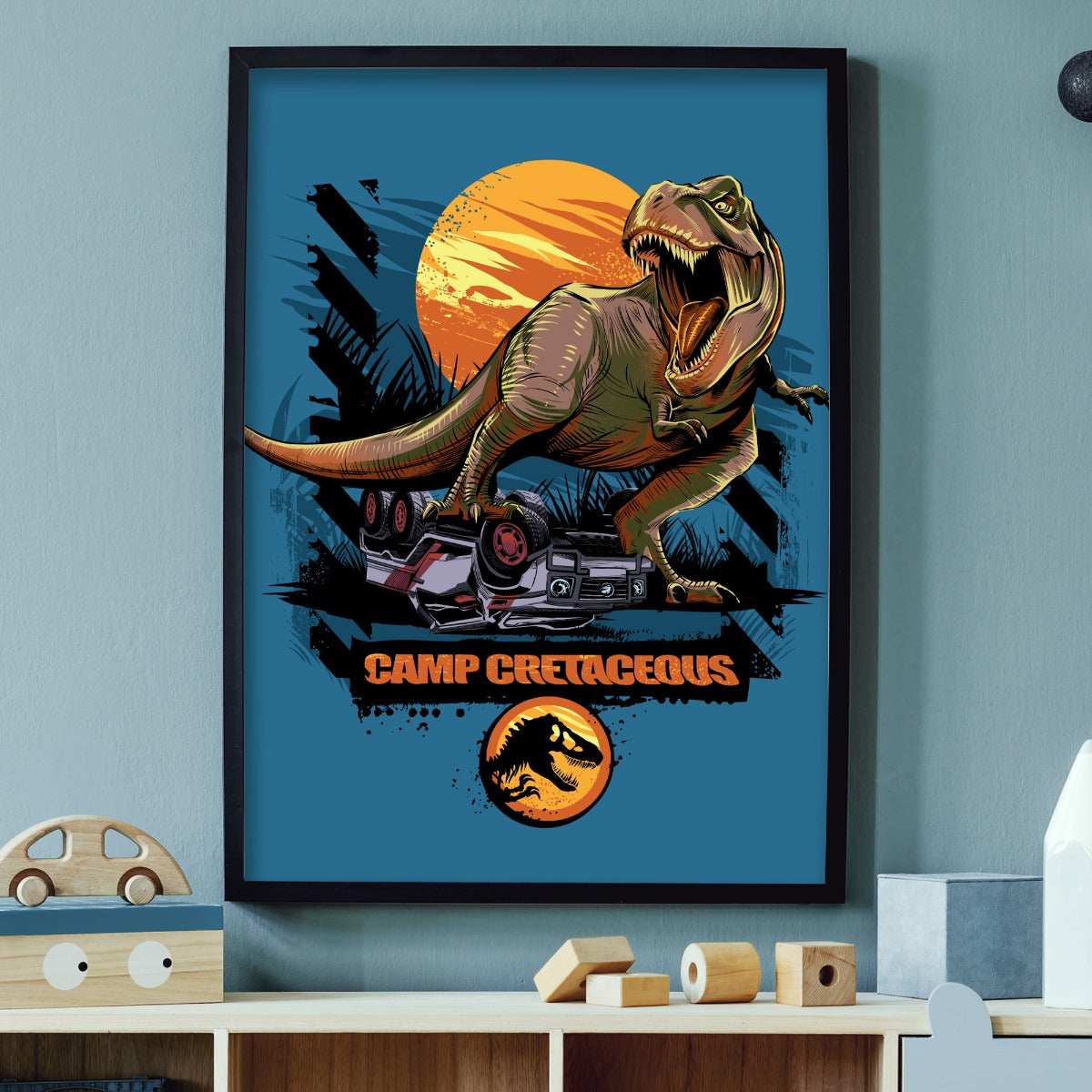 Jurassic World Camp Cretaceous Print - T-Rex Crushing Car