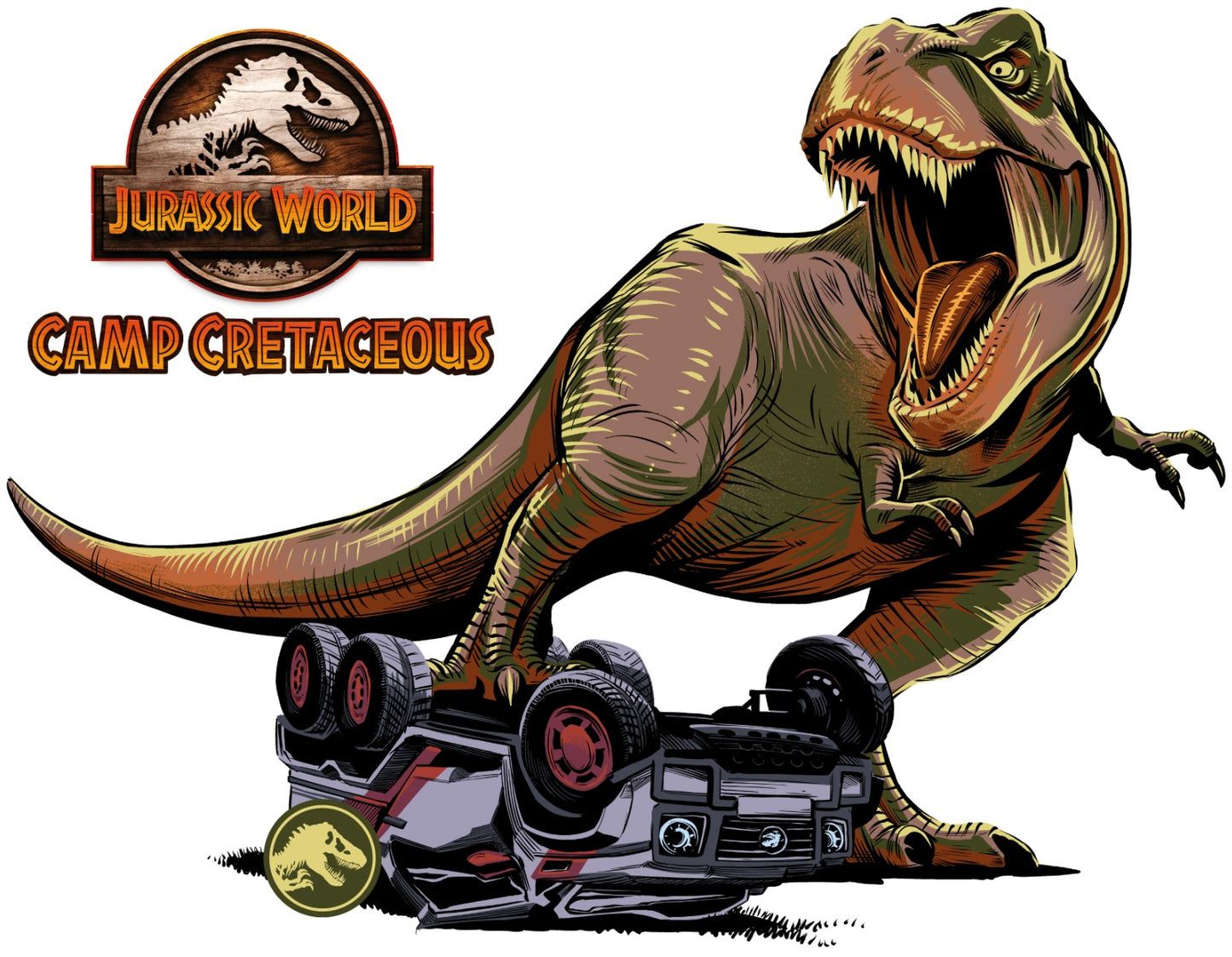 Jurassic World Camp Cretaceous Wall Sticker - T- Rex Crushing Car