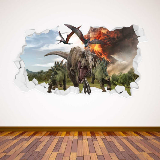 Jurassic World  Fallen Kingdom Dinosaur Volcano Smashed Wall Sticker