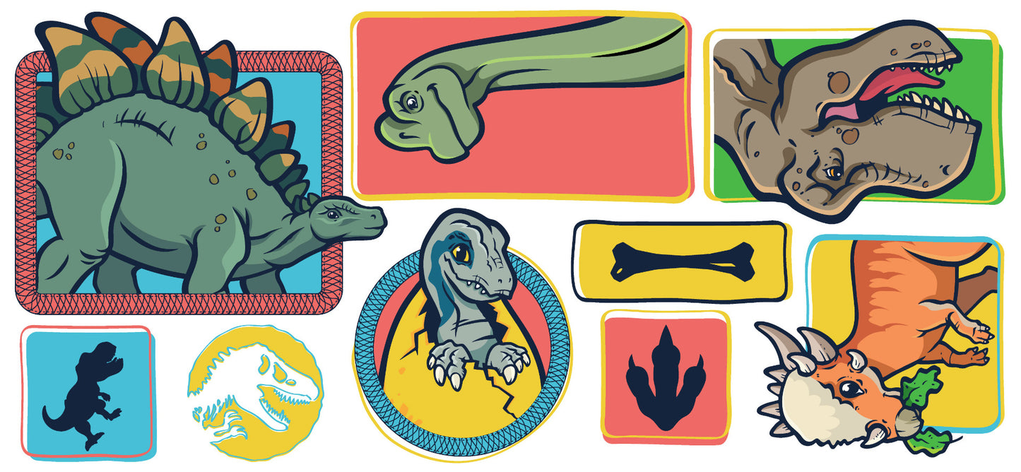 Jurassic World Childrens Dinosaur Wall Sticker Set