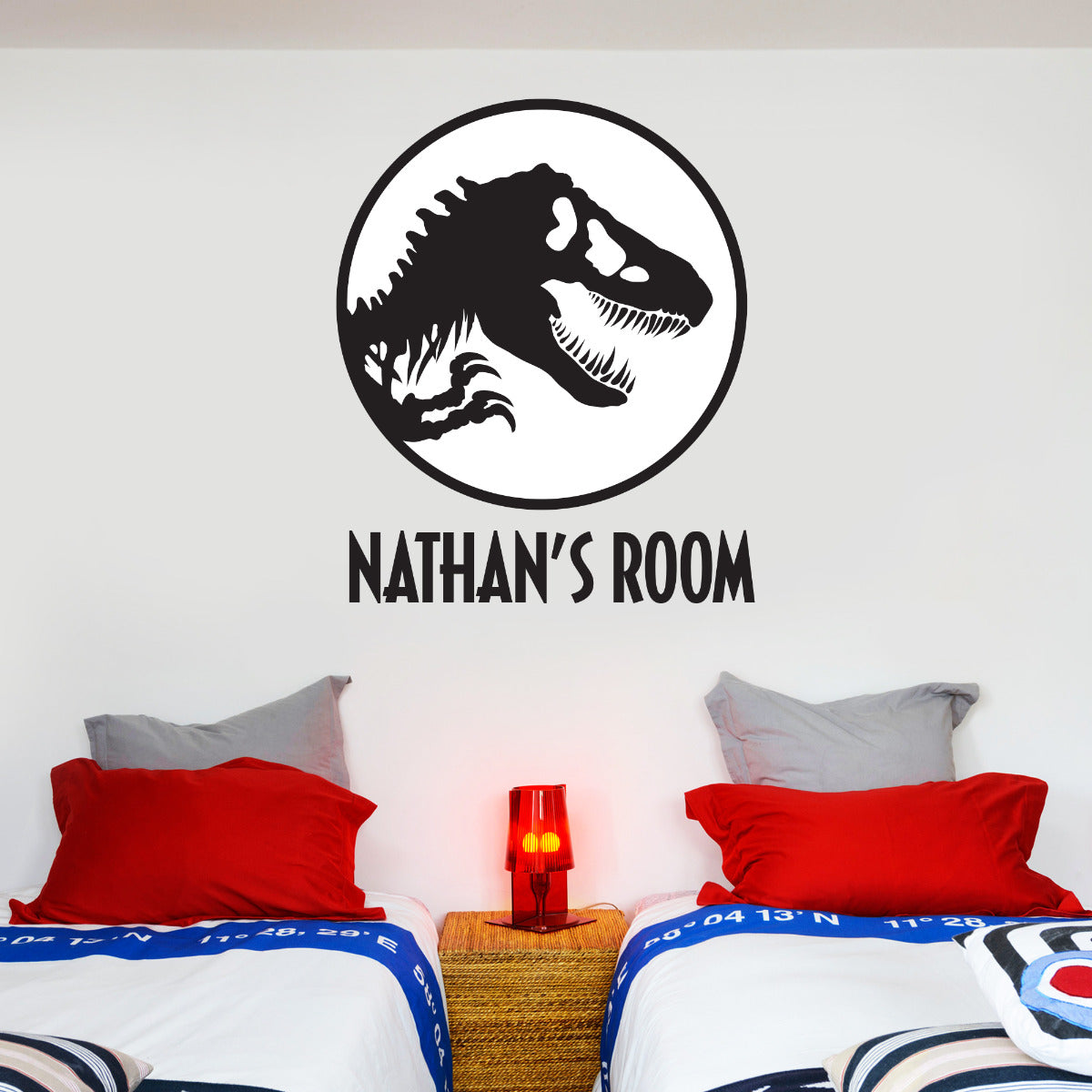 Jurassic World Personalised Logo Black And White Wall Sticker