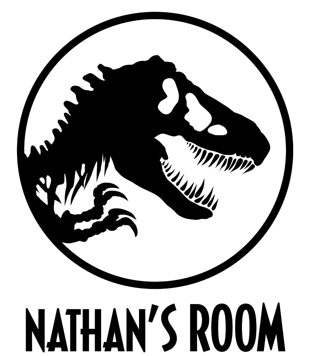 Jurassic World Personalised Logo Black And White Wall Sticker