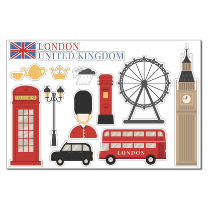 King Charles Coronation London Icons Wall Sticker Set