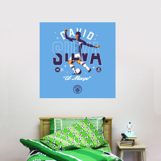 Manchester City David Silva 10 Years Wall Sticker