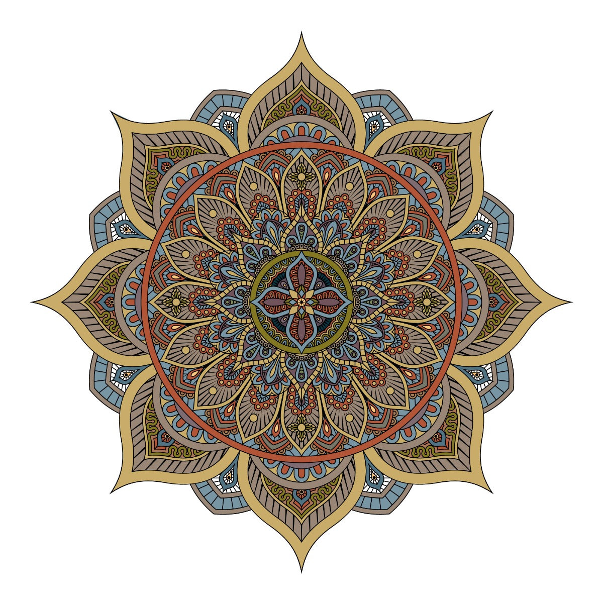 Mandala Wall Sticker - Brown Neutral Tones Mandala Flower