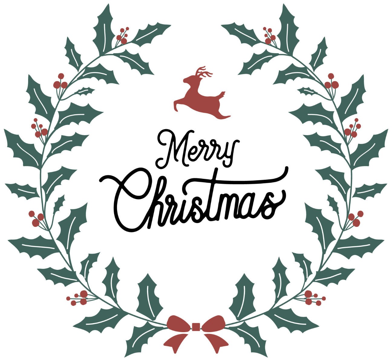 Merry Christmas Wreath Wall Sticker