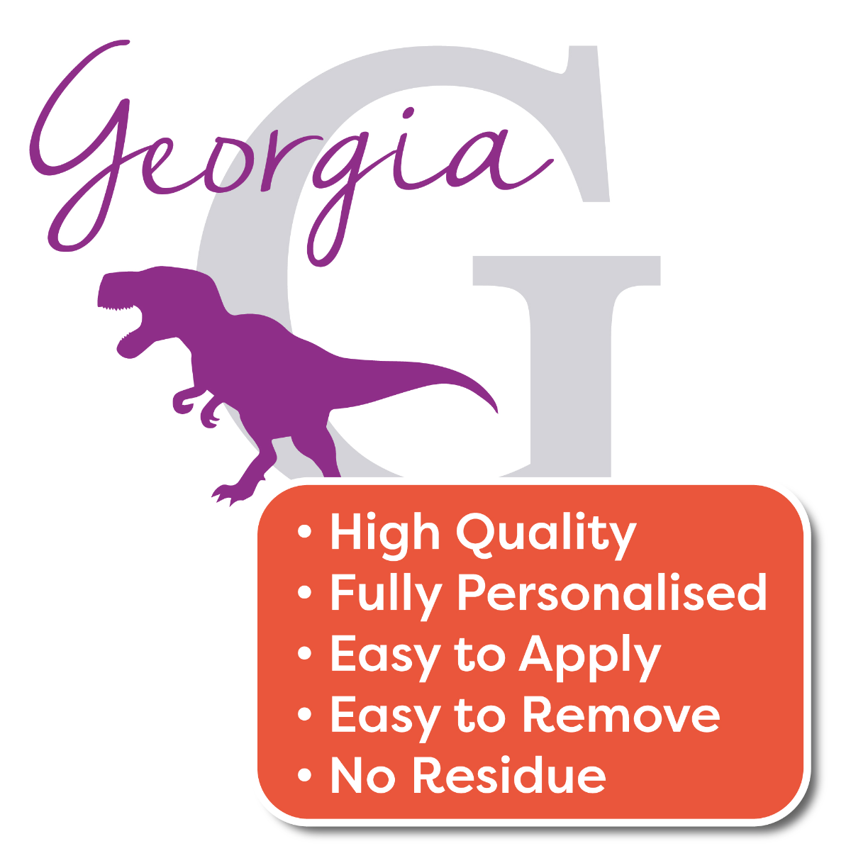 Dinosaur Wall Sticker Personalised Name and Letter